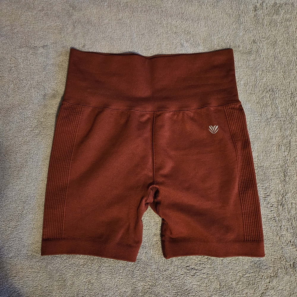 Red Active Seamless High Rise Biker Shorts